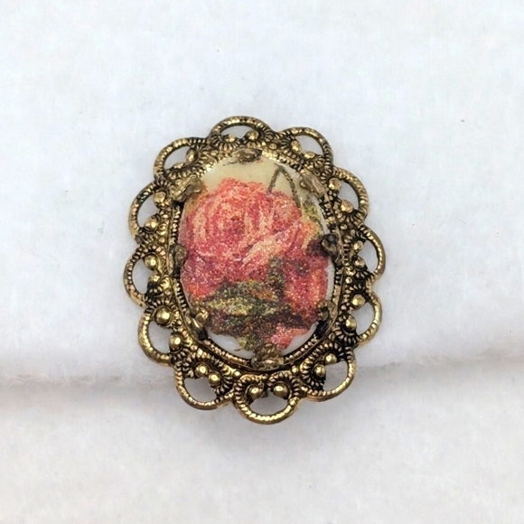 Vintage West Germany SINGLE Glitter Rose Clip On Earring - Picture 1 of 3
